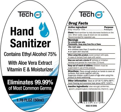 TECH361 HAND SANITIZER WITH ALOE VERA AND VITAMIN E 포장