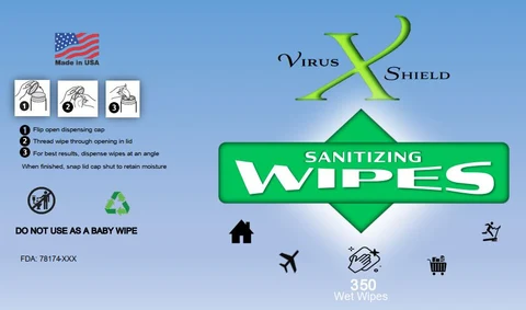 Virus Shield Sanitizing Wipes 포장