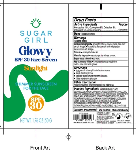 Sugargirl Glowy SPF 30 Face Screen Sunlight Shimmer Sunscreen For the Face 포장