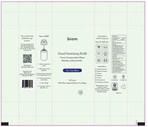 biom Sanitizing Alcohol Wipes - Tea Tree Bliss 포장
