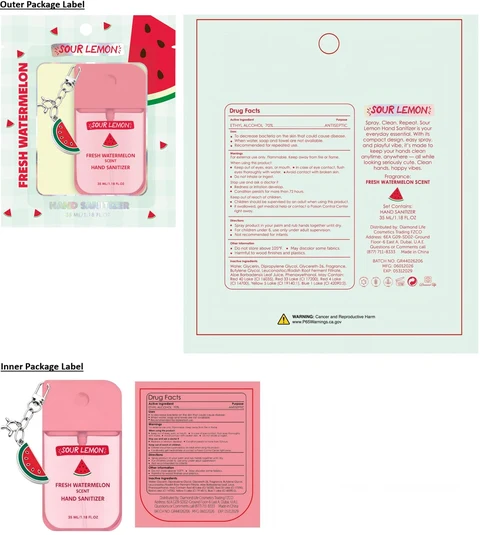 SOUR LEMON HAND SANITIZER FRESH WATERMELON SCENT 포장