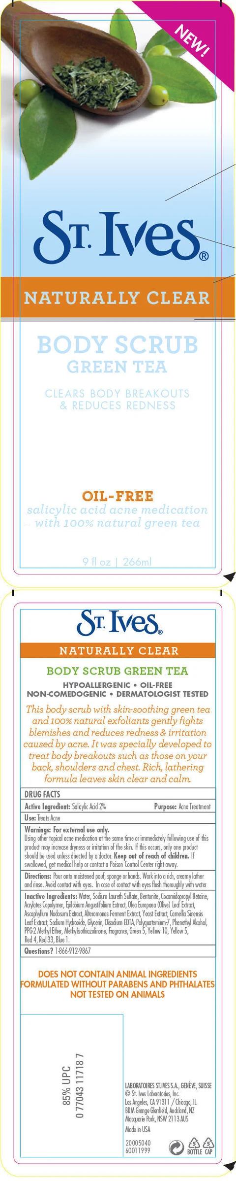 ST. IVES BODY SCRUB NATURALLY CLEAR SKIN GREEN TEA 포장