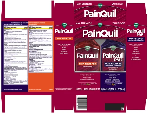 Vicks PainQuil and Vicks PainQuil PMPAIN RELIEVER 포장