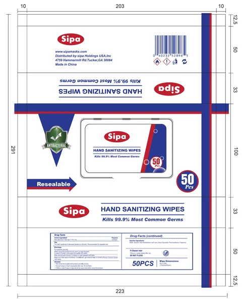 Sipa HAND SANITIZING WIPES 포장