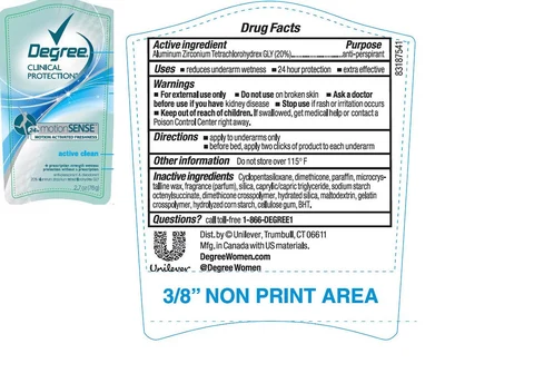 DegreeClinical Protection Active Clean Antiperspirant and Deodorant 포장