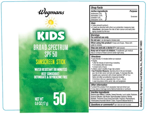Wegmans Kids Sunscreen Stick SPF 50 packaging
