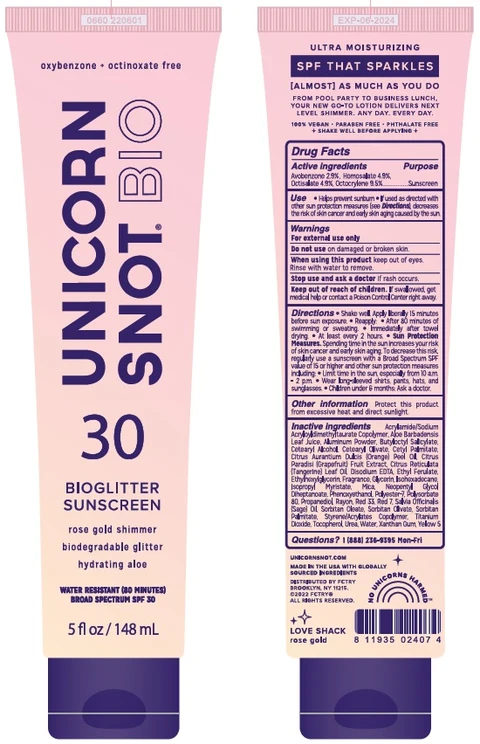 Unicorn Snot Bio 30Glitter Sunscreen Love Shack 포장