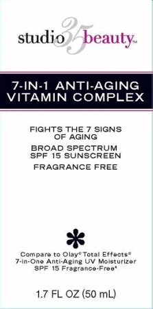 Walgreens 7-in-1 Anti-Aging Vitamin Complex Broad Spectrum SPF 15 Sunscreen packaging