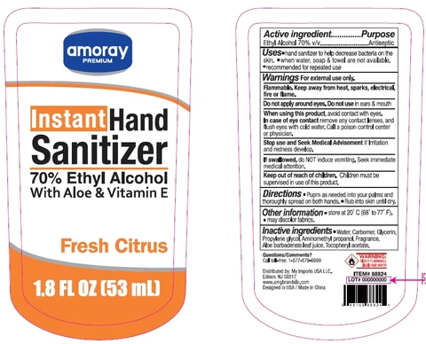 AMORAY 70% ETHYL ALCOHOL HAND SANITIZER FRESH CITRUS 포장