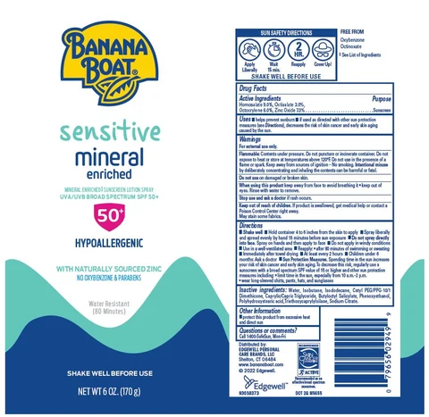 Banana Boat simply protect sensitive MINERAL ENRICHED SUNSCREEN UVA/UVB BROAD SPECTRUM SPF 50 포장