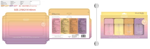 Smart Care Hand Sanitizer 4pk with Silicone Case Cherry Blossom,Gardenia,Lavender Vanilla,Coconut Honey 포장