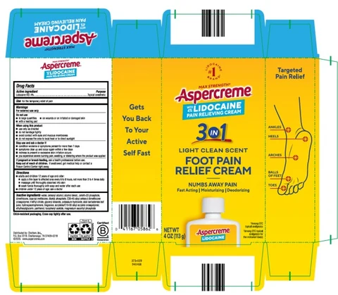 Aspercreme with Lidocaine Foot Pain Creme 포장