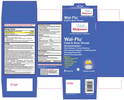 Walgreens Wal-Flu Cold and Sore ThroatLemon Flavor packaging