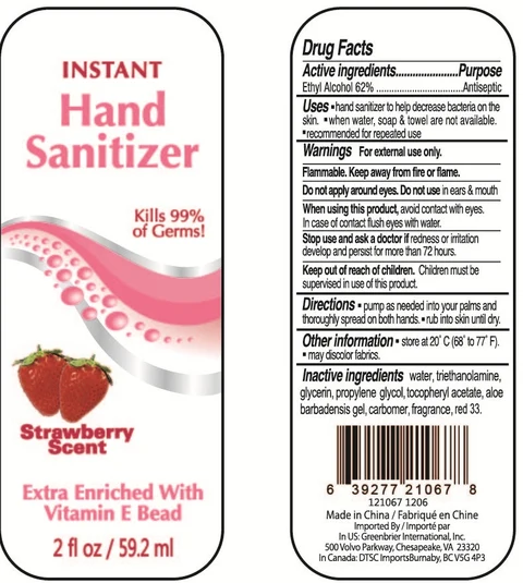 Instant Hand Sanitizer Extra Enriched With Vitamin E Bead Strawberry Scent packaging