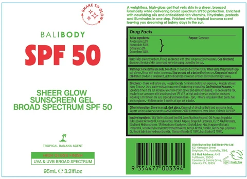 Bali Body Sheer Glow Sunscreen SPF 50 포장