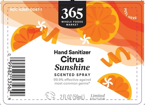 365 Whole Foods Market Refreshing Hand Sanitizer Citrus Sunshine 포장