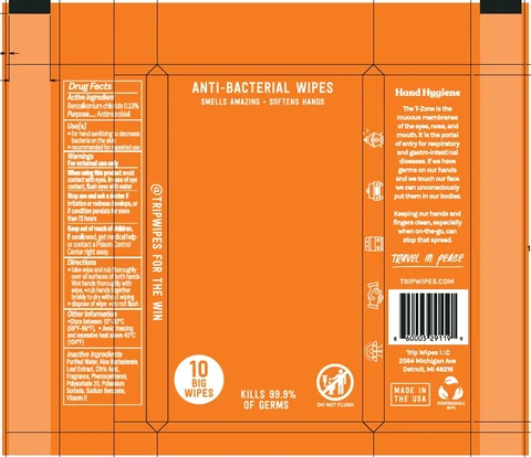 Trip Wipes packaging