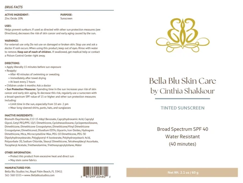 Bella Blue Skin Care Tinted Sunscreen 포장