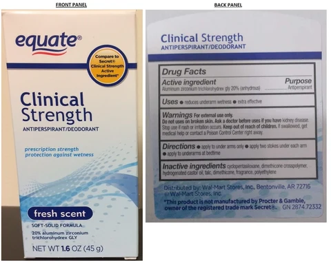 equate Clinical Strength Antiperspirant/Deodorant packaging