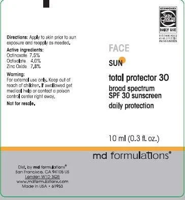 Sun Total Protector 30 broad spectrum SPF 30 daily protection 포장