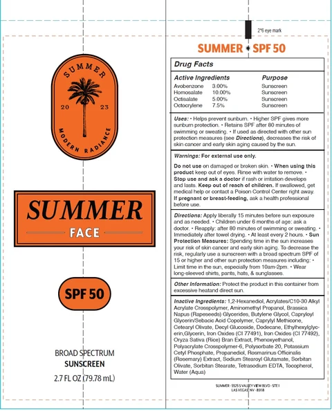 Summer Face Sunscreen SPF 50 포장
