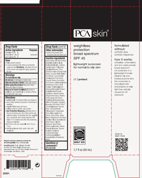 Weightless ProtectionSPF 45 packaging