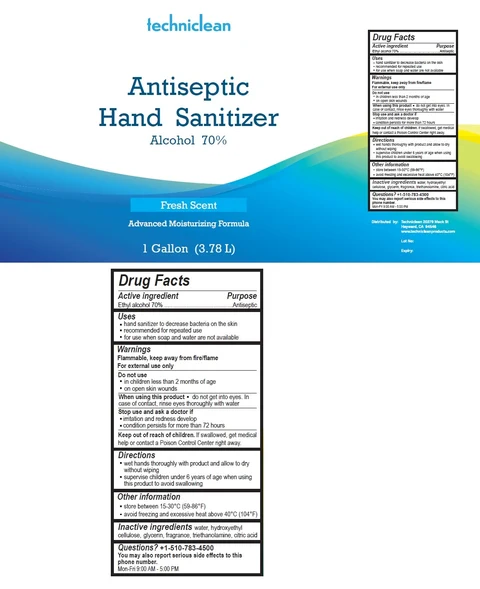 TechniClean Antiseptic Hand Sanitizer packaging