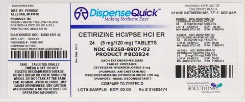Cetirizine Hydrochloride and Pseudoephedrine Hydrochloride 포장