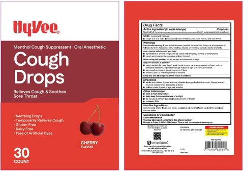 HyVee Cough Drops Cherry 포장