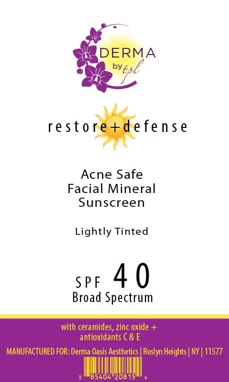 Restore Plus Defense Acne Safe Facial Mineral Sunscreen Lightly Tinted 포장