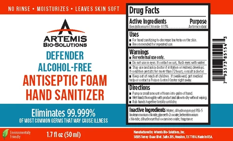 ARTEMIS Alcohol-Free Antiseptic Foam Hand Sanitizer 포장