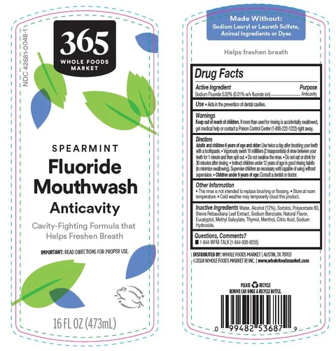 365 Whole Foods Market Spearmint Flavored Fluoride Mouthwash Anticavity 포장