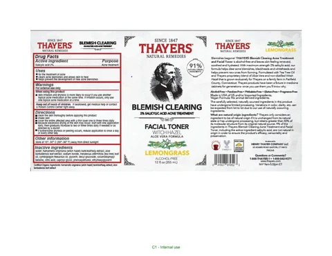 Thayers Since 1847 Natural Remedies Blemish Clearing Witch Hazel Aloe Vera Formula Toner packaging