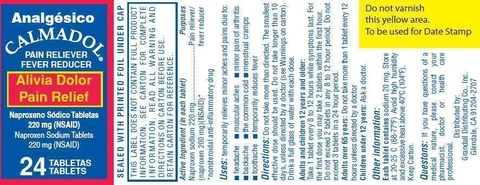 CALMADOL PAIN RELIEVER packaging