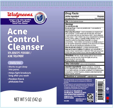 Walgreens Acne Control CleanserAcne Medication packaging