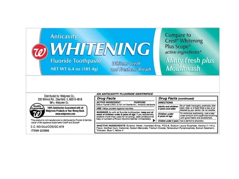Walgreen Anticavity Whitening packaging