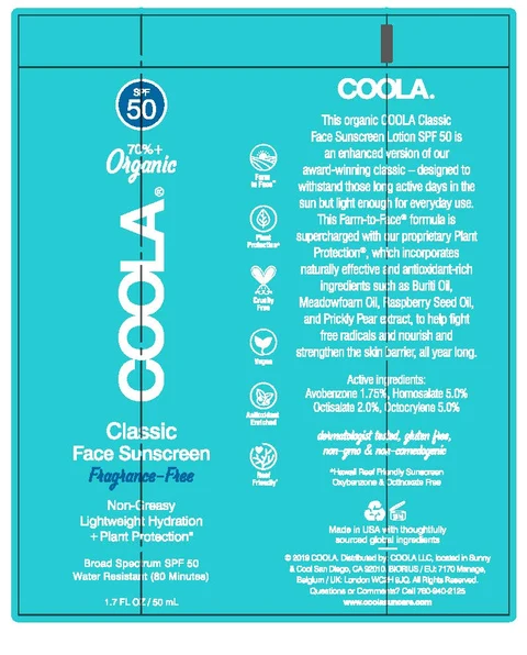 COOLA Classic Face Sunscreen Fragrance-FreeSPF 50 packaging