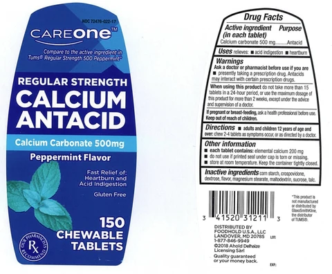 Careone Regular Strength Calcium Antacid 포장