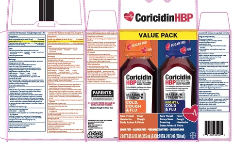 Coricidin HBP Maximum Strength Cold, Cough and Flu 포장