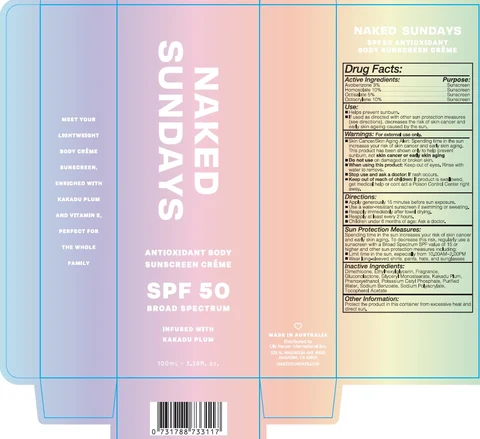 ANTIOXIDANT BODY SUNSCREEN CREME SPF50 BROAD SPECTRUM 포장