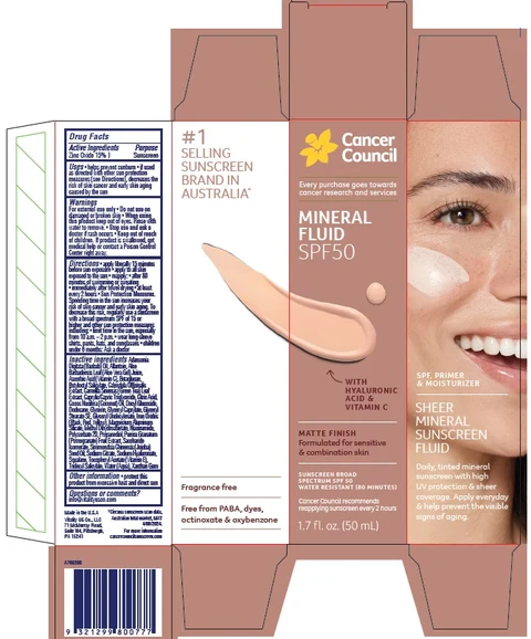 Cancer Council Mineral Fluid SPF50 포장