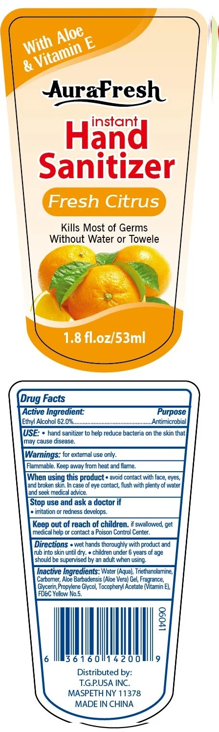 aurafresh instant hand sanitizer with aloe and vitamin efresh citrus packaging