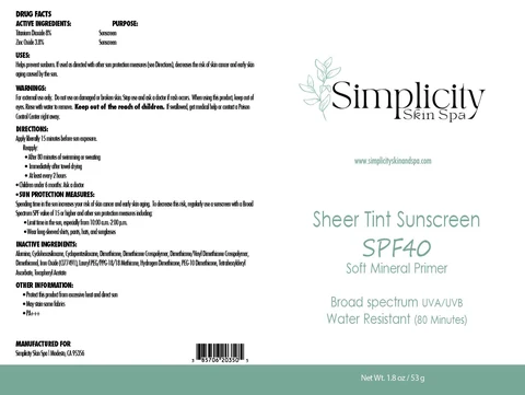 Sheer Tinted Sunscreen SPF40 포장