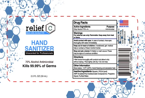 Relief C Hand Sanitizer Unscented for Professionals (2 oz) 포장