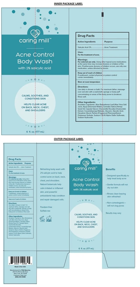 caring mill Acne Control Body Wash packaging