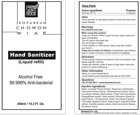 Jeopureun Chowon Wiae Hand sanitizer packaging