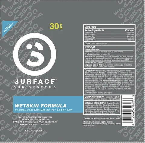 Surface Sun Wetskin Formula SPF 30 Sunscreen 포장