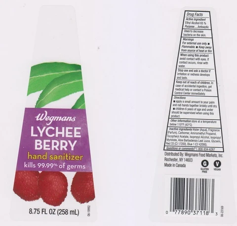 WegmansHand Sanitizer Lychee Berry packaging