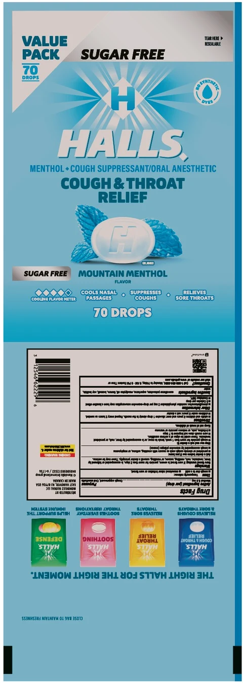 HallsSugar Free Mountain Menthol packaging