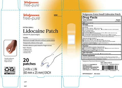Walgreens Extra Small Lidocaine packaging